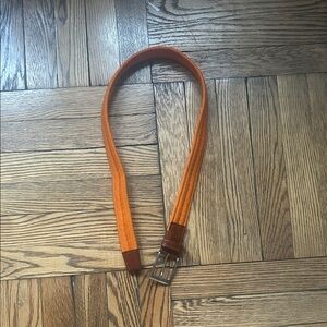 Manfredi Orange Woven Belt with Brown Leather 37 inches like new